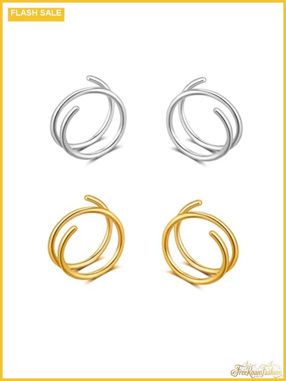Twist Double Hoop Earrings for One Piercing, 316L Stainless Steel Spiral Huggie